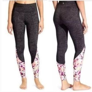 Athleta Women's Floral Print Ankle Leggings Size M Charcoal Gray Yoga Active